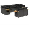 vidaXL Salon de jardin 9 pcs avec coussins noir résine tressée