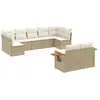 vidaXL Salon de jardin avec coussins 9 pcs beige résine tressée