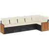 vidaXL Salon de jardin 6 pcs avec coussins noir résine tressée