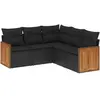 vidaXL Salon de jardin 6 pcs avec coussins noir résine tressée