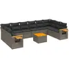 vidaXL Salon de jardin 11 pcs avec coussins gris résine tressée