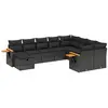 vidaXL Salon de jardin 10 pcs avec coussins noir résine tressée
