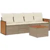 vidaXL Salon de jardin avec coussins 5 pcs beige résine tressée