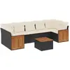 vidaXL Salon de jardin 8 pcs avec coussins noir résine tressée