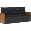 vidaXL Salon de jardin 4 pcs avec coussins noir résine tressée