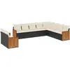 vidaXL Salon de jardin 11 pcs avec coussins noir résine tressée