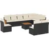 vidaXL Salon de jardin 11 pcs avec coussins noir résine tressée