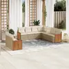 vidaXL Salon de jardin avec coussins 9 pcs beige résine tressée
