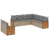 vidaXL Salon de jardin avec coussins 9 pcs beige résine tressée