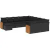 vidaXL Salon de jardin avec coussins 13 pcs noir résine tressée