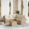 vidaXL Salon de jardin avec coussins 6 pcs beige résine tressée