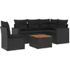 vidaXL Salon de jardin 6 pcs avec coussins noir résine tressée