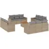 vidaXL Salon de jardin avec coussins 13 pcs beige résine tressée