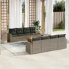 vidaXL Salon de jardin 9 pcs avec coussins gris résine tressée