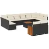 vidaXL Salon de jardin avec coussins 13 pcs noir résine tressée