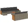vidaXL Salon de jardin avec coussins 10 pcs gris résine tressée