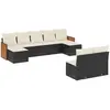 vidaXL Salon de jardin 10 pcs avec coussins noir résine tressée