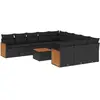 vidaXL Salon de jardin 11 pcs avec coussins noir résine tressée