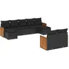vidaXL Salon de jardin 10 pcs avec coussins noir résine tressée