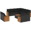 vidaXL Salon de jardin 11 pcs avec coussins noir résine tressée