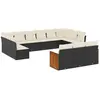 vidaXL Salon de jardin avec coussins 14 pcs noir résine tressée