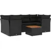 vidaXL Salon de jardin 7 pcs avec coussins noir résine tressée