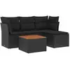vidaXL Salon de jardin 5 pcs avec coussins noir résine tressée