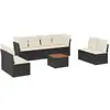 vidaXL Salon de jardin 9 pcs avec coussins noir résine tressée