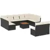 vidaXL Salon de jardin 12 pcs avec coussins noir résine tressée