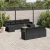 vidaXL Salon de jardin 11 pcs avec coussins noir résine tressée