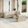 vidaXL Salon de jardin avec coussins 10 pcs beige résine tressée
