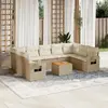vidaXL Salon de jardin avec coussins 10 pcs beige résine tressée
