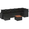 vidaXL Salon de jardin 8 pcs avec coussins noir résine tressée