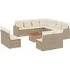 vidaXL Salon de jardin avec coussins 12 pcs beige résine tressée