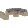 vidaXL Salon de jardin avec coussins 10 pcs beige résine tressée