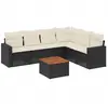 vidaXL Salon de jardin 7 pcs avec coussins noir résine tressée