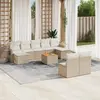 vidaXL Salon de jardin avec coussins 10 pcs beige résine tressée