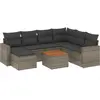 vidaXL Salon de jardin 8 pcs avec coussins gris résine tressée
