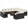 vidaXL Salon de jardin avec coussins 14 pcs noir résine tressée