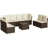 vidaXL - 9-delige - Loungeset - met - kussens - poly - rattan - bruin
