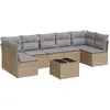 vidaXL Salon de jardin avec coussins 7 pcs beige résine tressée