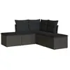 vidaXL Salon de jardin 5 pcs avec coussins noir résine tressée
