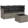 vidaXL Salon de jardin 4 pcs avec coussins gris résine tressée