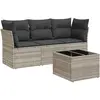 vidaXL Salon de jardin 4 pcs avec coussins gris clair résine tressée