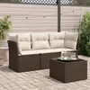 vidaXL - 4-delige - Loungeset - met - kussens - poly - rattan - bruin