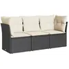 vidaXL Salon de jardin 3 pcs avec coussins noir résine tressée