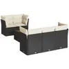 vidaXL Salon de jardin 7 pcs avec coussins noir résine tressée