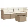 vidaXL Salon de jardin avec coussins 4 pcs beige résine tressée