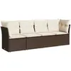 vidaXL Salon de jardin 4 pcs avec coussins marron résine tressée