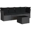 vidaXL Salon de jardin 5 pcs avec coussins noir résine tressée
